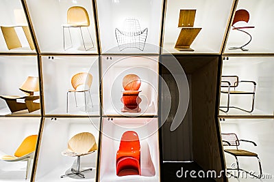 Permanent exhibition Danish Chair at Museum of Art and Design Editorial Stock Photo