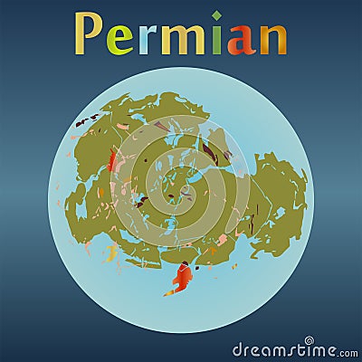 Permian period in the history of the Earth. Vector Illustration