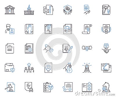 Permitted line icons collection. Allowed, Authorized, Legal, Permitted, Sanctid, Accepted, Admissible vector and linear Vector Illustration