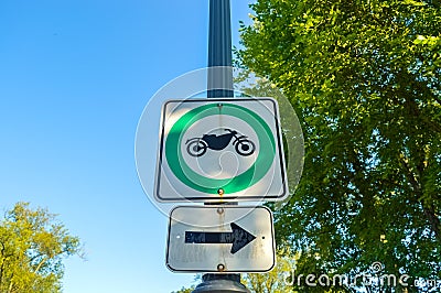 Permitted motorcycles traffic sign in retro style Stock Photo