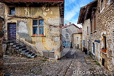 Perouges, a medieval old town near Lyon, France Stock Photo