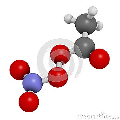 Peroxyacetyl nitrate (PAN) pollutant molecule. Secondary pollutant, found in photochemical smog. Further decomposes into Stock Photo