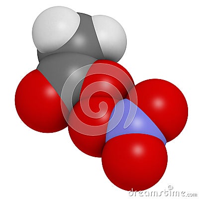 Peroxyacetyl nitrate (PAN) pollutant molecule. Secondary pollutant, found in photochemical smog. Further decomposes into Stock Photo