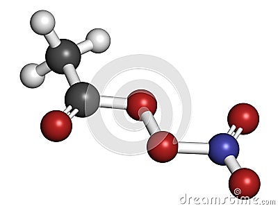 Peroxyacetyl nitrate (PAN) pollutant molecule. Secondary pollutant, found in photochemical smog. Further decomposes into Stock Photo