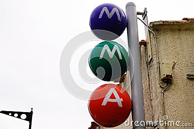 Mma sign brand and text logo of Group French insurance mutual office agency street Editorial Stock Photo