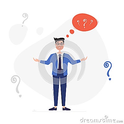 Perplexed businessman. Businessman wondering no where to get money. Vector Illustration