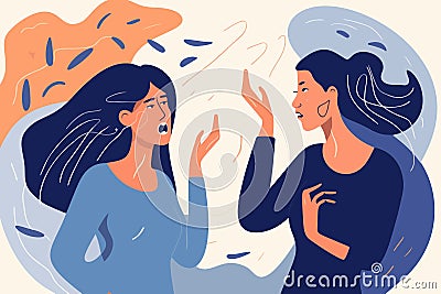 Perplexed woman heeds inner voice. Troubled female listens to alternate personas, uncertain in decision-making. Vector graphic Vector Illustration