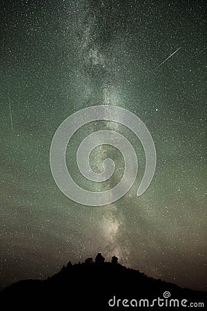 Perseid meteor shower and Milky Way Stock Photo