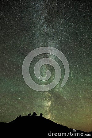 Perseid meteor shower and Milky Way Stock Photo