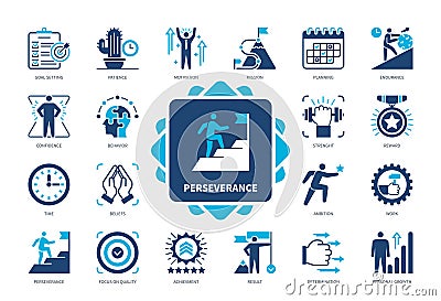 Perseverance solid icon set Stock Photo