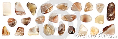Persian agate stones set texture on white light isolated background Stock Photo