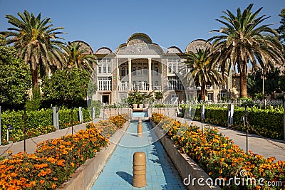 Persian Bagh Eram Garden and its Pavilion in City of Shiraz Editorial Stock Photo