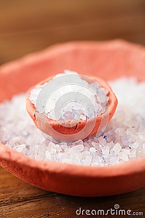 Persian Blue Iranian Crystal Rock salt in bowls Stock Photo