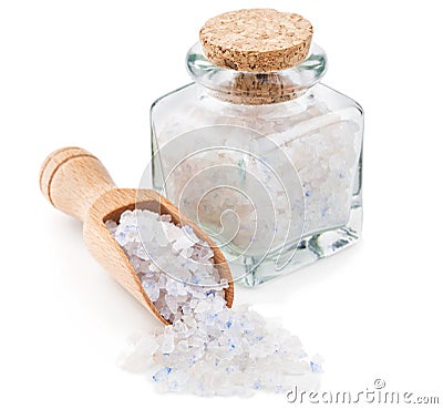 Persian blue salt in a glass bottle Stock Photo