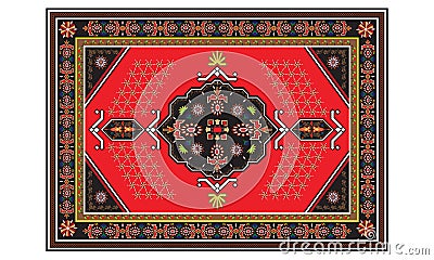 Persian carpet with tribal geometrical ornamental decoration. Persian rug concept vector. Vector Illustration