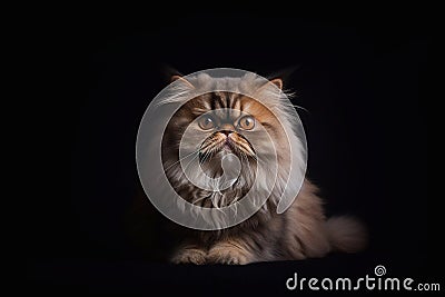 Persian cat on a black background. Close-up portrait. Stock Photo