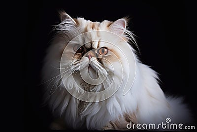Persian cat on a black background. Close-up portrait. Stock Photo