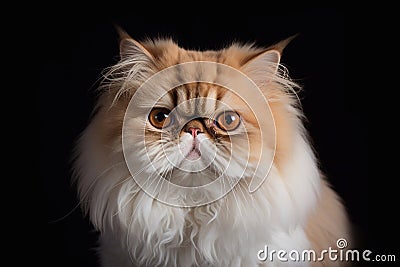 Persian cat on a black background. Close-up portrait. Stock Photo