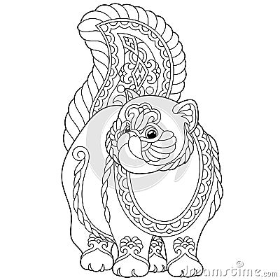 Persian cat coloring page Vector Illustration
