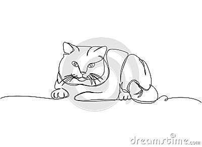 Persian Cat one line art. Continuous line drawing of pet, mammal, kitten, purebred, breed, friendship, kitty, friend Vector Illustration