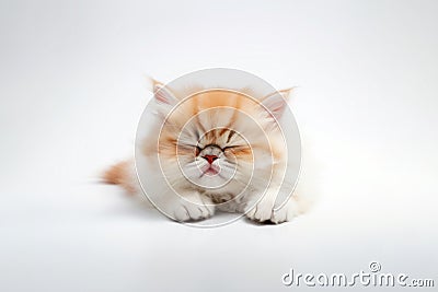 a Persian cat sleepy in front of a white background. Generative ai Stock Photo