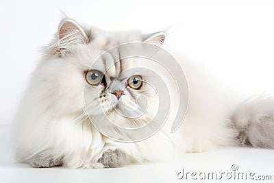 Persian Cat On White Background. Generative AI Stock Photo