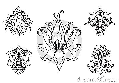 Persian Floral Paisley Ornaments And Elements Stock Vector - Image ...