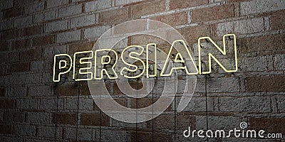 PERSIAN - Glowing Neon Sign on stonework wall - 3D rendered royalty free stock illustration Cartoon Illustration