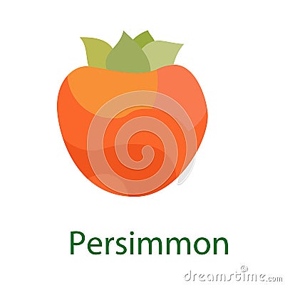 Persimmon fruit logo, sweet food icon isolated on white background. Vector Vector Illustration