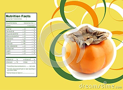 Persimmon fruit nutrition facts Vector Illustration