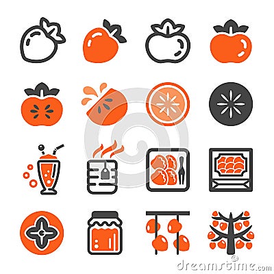 Persimmon icon set Vector Illustration