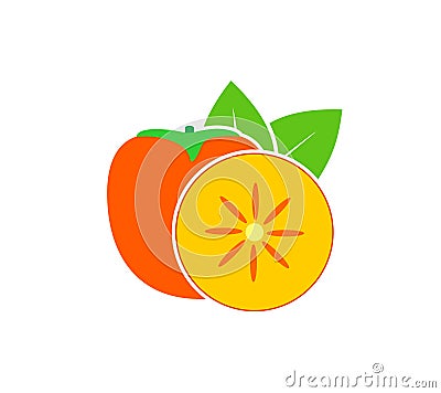 Persimmon logo. Isolated persimm on white background Vector Illustration