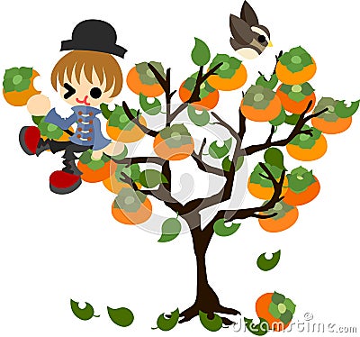 Persimmon Tree Vector Illustration