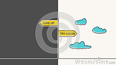 Persistence and determination try again give up keep going and trying self belief never stop believing in yourself road Vector Illustration