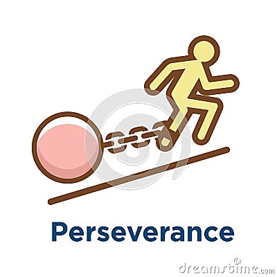 Persistence icon with image of extreme motivation & drive set on Vector Illustration