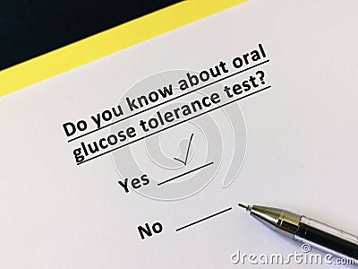 Questionnaire about diabetes Stock Photo