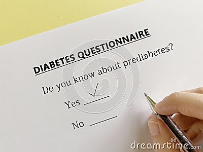 Questionnaire about diabetes Stock Photo