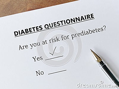 Questionnaire about diabetes Stock Photo