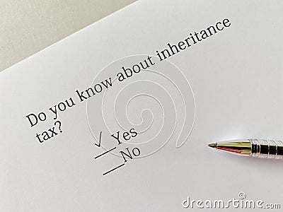 Questionnaire about taxes Stock Photo