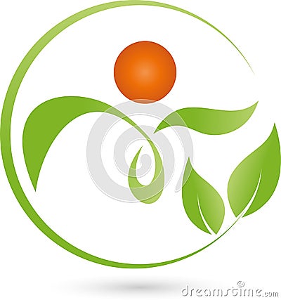 Person as plant and leaves, naturopath and wellness logo Stock Photo