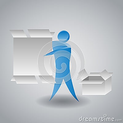 Person Assembling Cardboard Boxes Vector Illustration