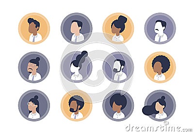 Person avatars collection. Diverse male and female user profile vector illustration set. Vector Illustration