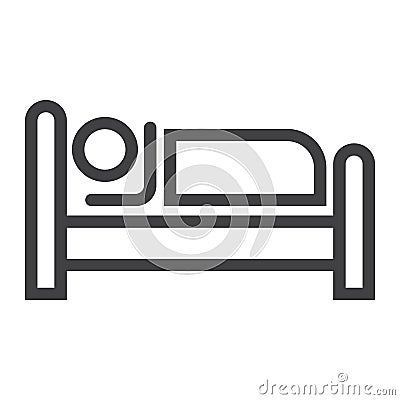 Person in bed and Hotel line icon Vector Illustration