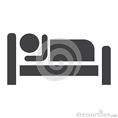 Person in bed and Hotel solid icon Vector Illustration