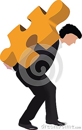 Person bent door puzzle Vector Illustration