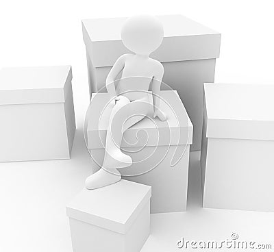 Person with boxes Stock Photo