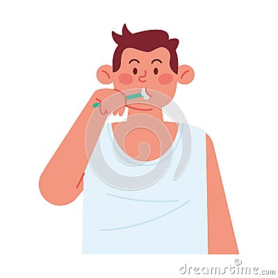 person brushing teeth for hygiene Vector Illustration