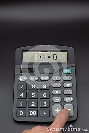 person charged with calculator money and fortune wrong and has disadvantages Stock Photo
