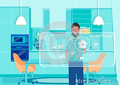 Person choose Smart home technology easy to control Vector Illustration