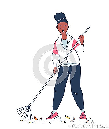 Person cleaning up garbage vector doodle Vector Illustration